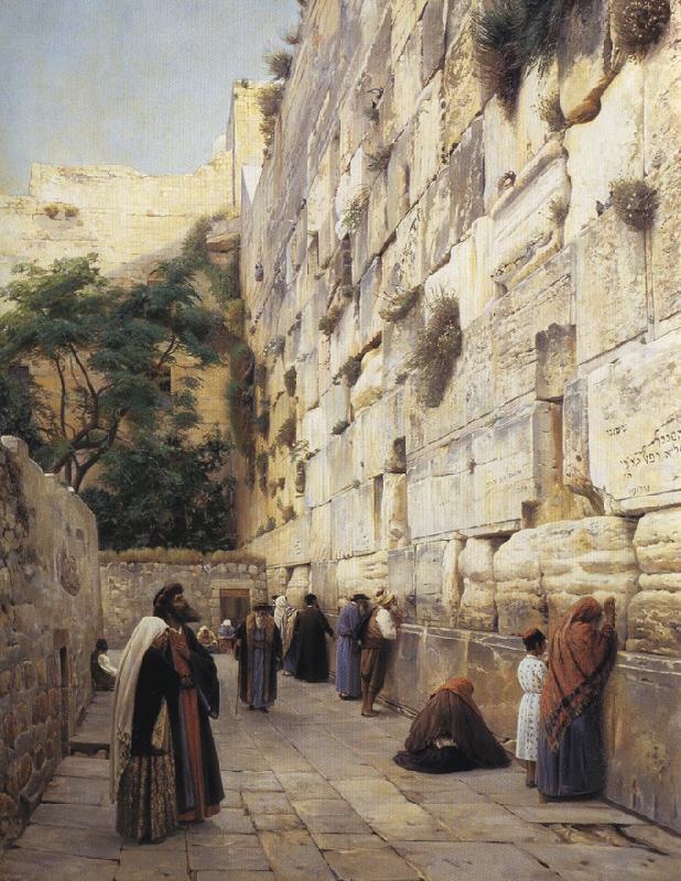 Praying at the Western Wall, Jerusalem., Gustav Bauernfeind